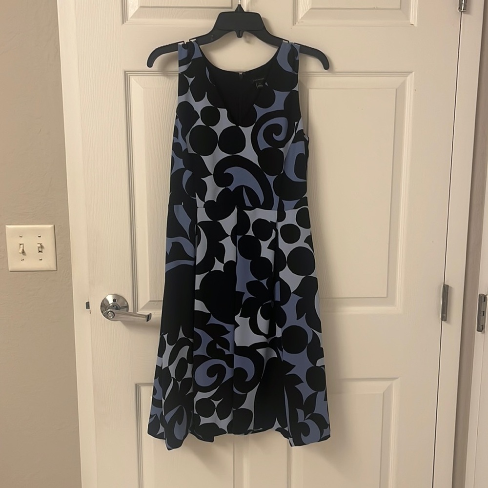 Anne Taylor Blue and Black V-Line Dress